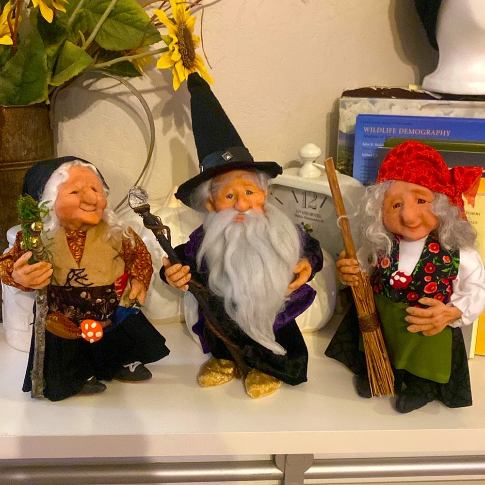 Handmade Baba Yaga dolls with broom